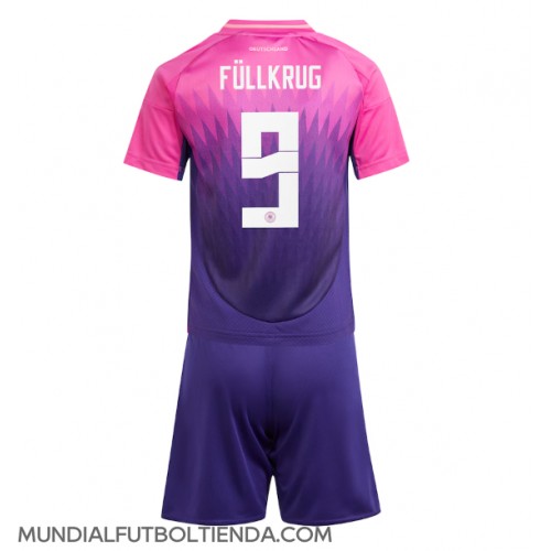 Camiseta Alemania Niclas Fullkrug #9 Segunda Equipación Replica Eurocopa 2024 para niños mangas cortas (+ Pantalones cortos)